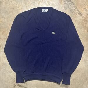 Vintage 70s Izod Lacoste Navy Acrylic Round Neck Sweater